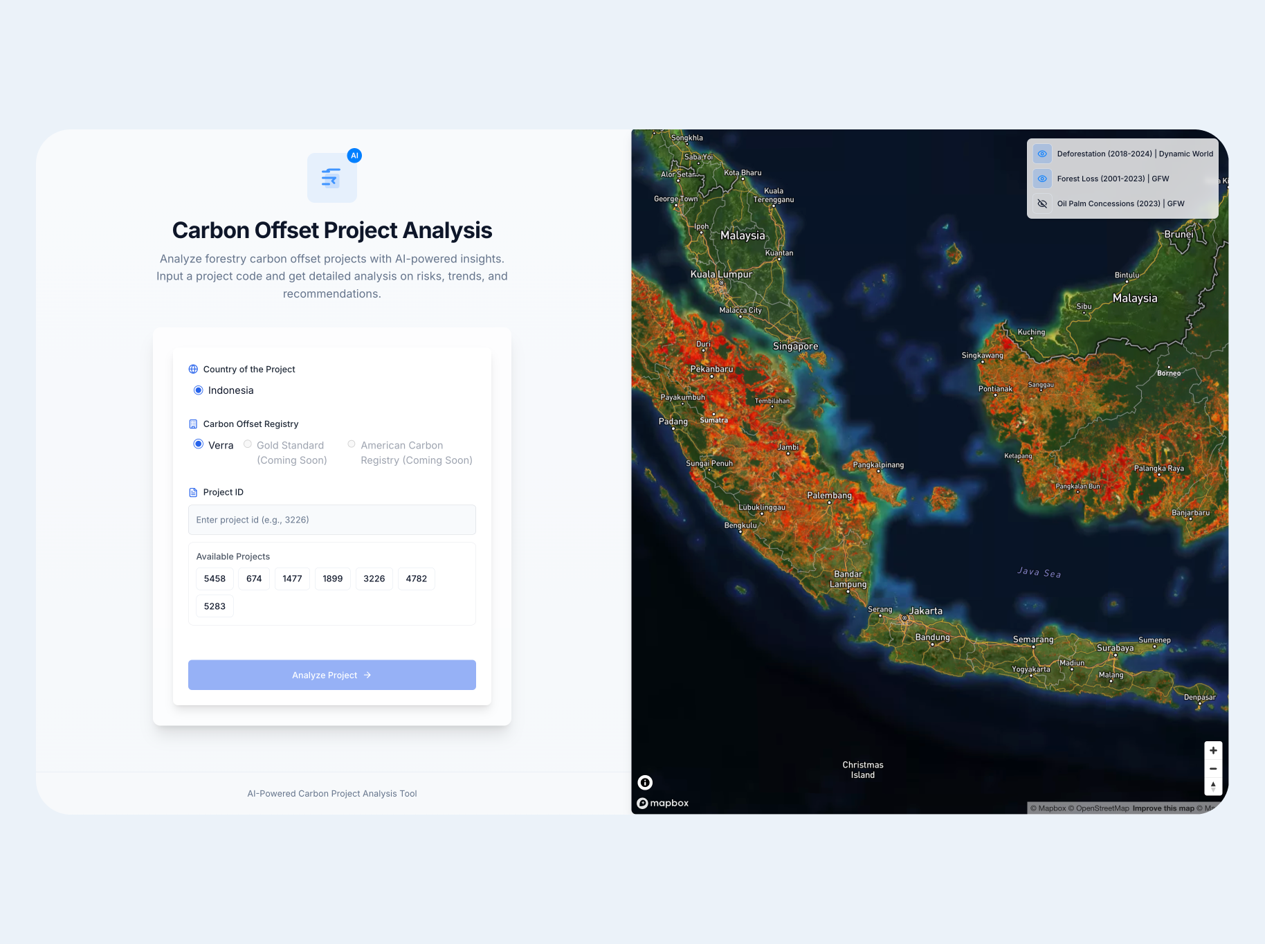 Carbon Offset Validator interface preview